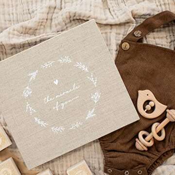 Beautiful Linen Pregnancy Journal and Memory Book with Stickers and Keepsake Pocket - Lovely Must Have Gift for First Time Moms - The Perfect Planner to Track Your Little Ones Life-Changing Journey