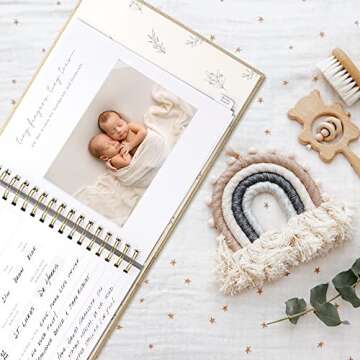 Beautiful Linen Pregnancy Journal and Memory Book with Stickers and Keepsake Pocket - Lovely Must Have Gift for First Time Moms - The Perfect Planner to Track Your Little Ones Life-Changing Journey