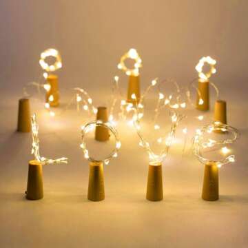 Aluan Wine Bottle Lights with Cork, 12 LED 10 Pack Fairy / String Lights Waterproof Battery Operated for Jar Party Wedding Christmas Festival Bar Decoration, Warm White
