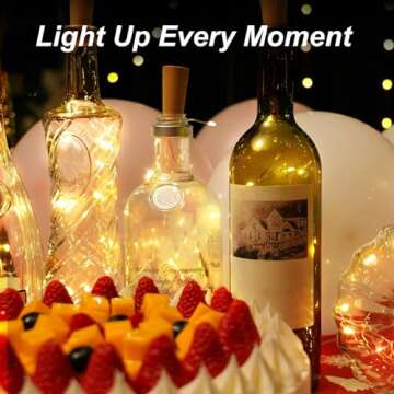 Aluan Wine Bottle Lights with Cork, 12 LED 10 Pack Fairy / String Lights Waterproof Battery Operated for Jar Party Wedding Christmas Festival Bar Decoration, Warm White