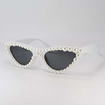 FUPRECIOUS Pearl Cat Eye Sunglasses Womens Cute Fashion Trendy Eyewear