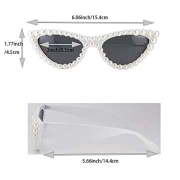 FUPRECIOUS Pearl Cat Eye Sunglasses Womens Cute Fashion Trendy Eyewear