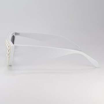 FUPRECIOUS Pearl Cat Eye Sunglasses Womens Cute Fashion Trendy Eyewear