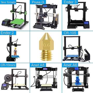 Aokin 10 Pcs 0.6mm 3D Printer Nozzles MK8 Extruder Nozzles and 5 Pcs 0.5mm Stainless Steel Nozzle Cleaning Needles for Creality Ender 3/3 Pro/3 V2, Ender 5/5 Pro, CR-10/10S, Makerbot, Anet A8