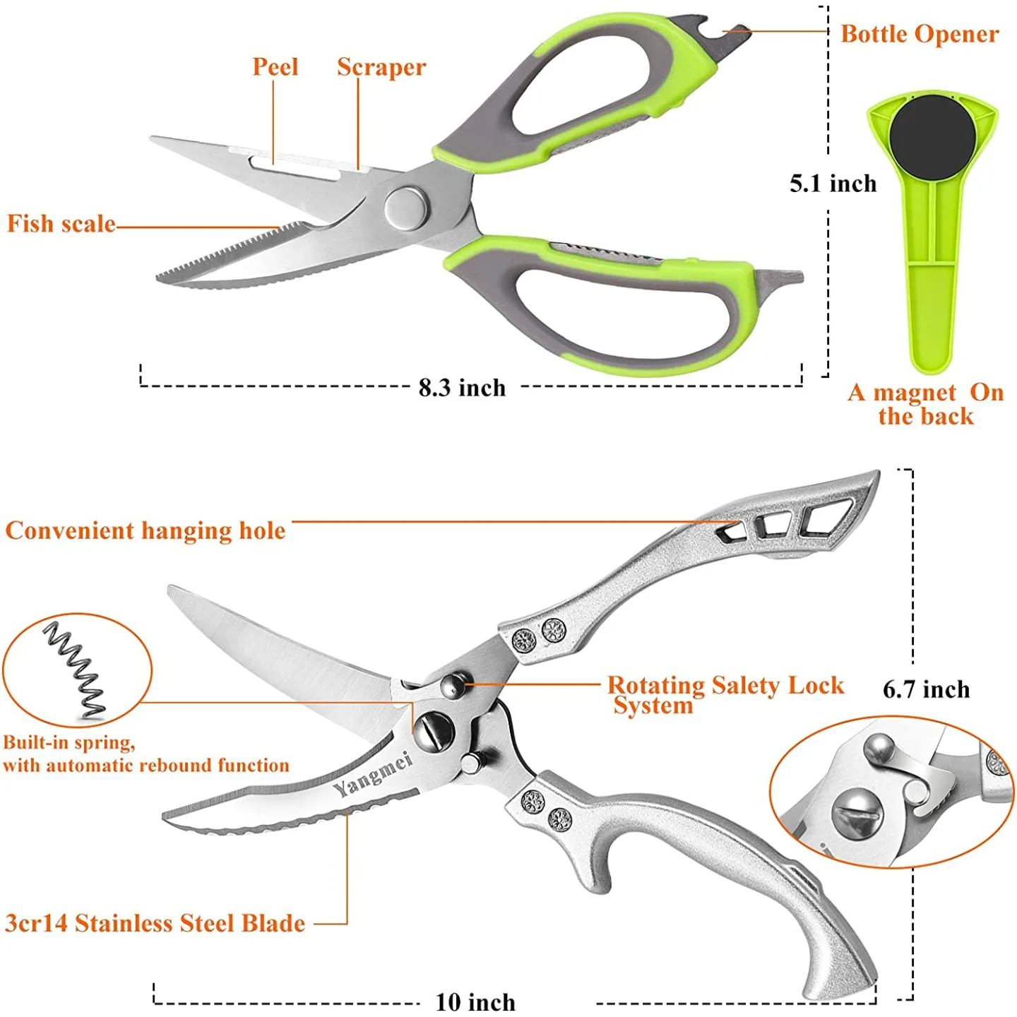 Yangmei Stainless Steel Multipurpose Scissors