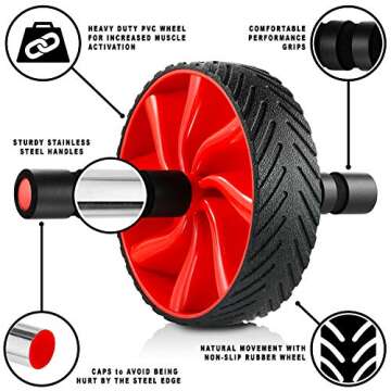 N1Fit Ab Roller Wheel - Sturdy Ab Workout Equipment for Core Workout - Ab Exercise Equipment as Abdo...