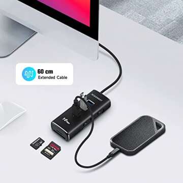 Rosonway 5 in 1 USB C Hub with 10Gbps Data Ports