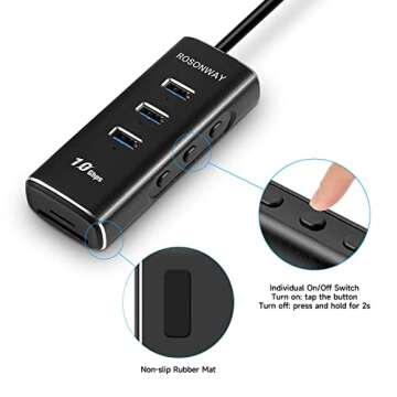Rosonway 5 in 1 USB C Hub with 10Gbps Data Ports