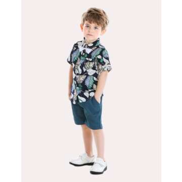 JunNeng Toddler Hawaiian Outfit - Cute Summer Set for Boys