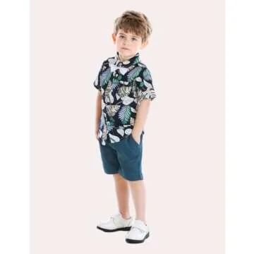 JunNeng Toddler Hawaiian Outfit - Cute Summer Set for Boys