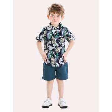 JunNeng Toddler Hawaiian Outfit - Cute Summer Set for Boys