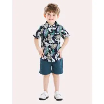 JunNeng Toddler Hawaiian Outfit - Cute Summer Set for Boys
