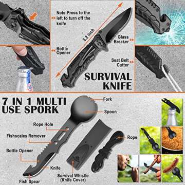 LeadNear 35 in 1 Survival Kit, Gifts for Dad Men Husband, Powerful Survival Gear and Equipment, Birthday Gifts for Him Teen Boy Boyfriend, Upgraded Cool Gadgets for Camping, Hiking, Hunting, Fishing