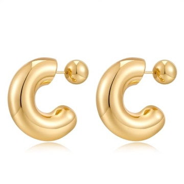 NEPULOY Trendy Chunky Gold Hoop Earrings - Elegant Fashion Jewelry for Women