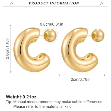 Stylish NEPULOY Chunky Gold Hoop Earrings for Women