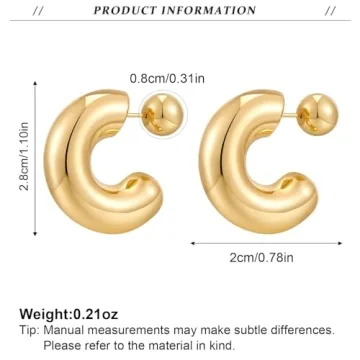 Stylish NEPULOY Chunky Gold Hoop Earrings for Women