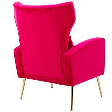 DM Furniture Accent Chairs Set of 2 Comfy Velvet Armchair with Gold Legs/Wing Back Upholstered Reading Chair Lounge Chairs for Bedroom Living Room, Rose Pink