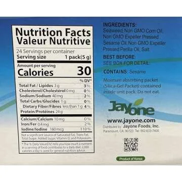 Jayone Seaweed, Roasted and Lightly Salted, 0.17 Ounce (Pack of 24),Nutty flavor