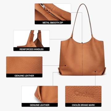 Cnoles Elegant Hobo Bag for Women - Top Handle Leather Tote