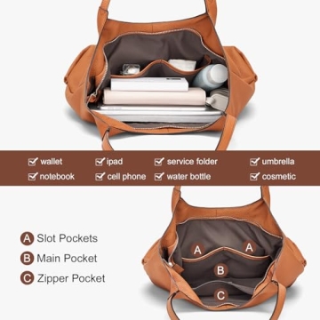 Cnoles Elegant Hobo Bag for Women - Top Handle Leather Tote