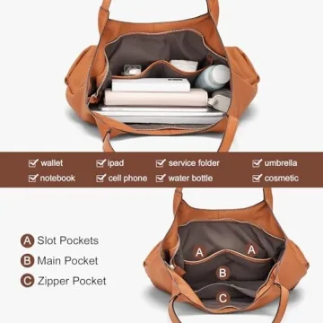 Cnoles Elegant Hobo Bag for Women - Top Handle Leather Tote