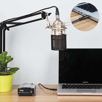 Mugig Condenser Microphone, Professional Studio Condenser Mic with Microphone Stand/3.5mm XLR Cable/Shock Mount/Pop Filter for Professional Studio Recording, Broadcasting, Recording, Singing, Games