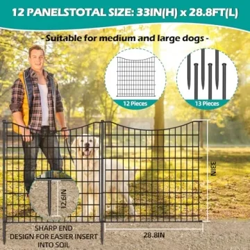 No Dig Decorative Garden Fence 12 Panels 33"H