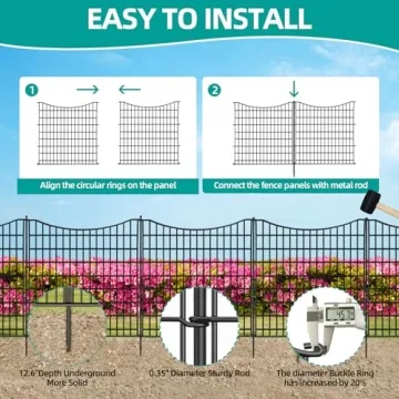 No Dig Decorative Garden Fence 12 Panels 33"H