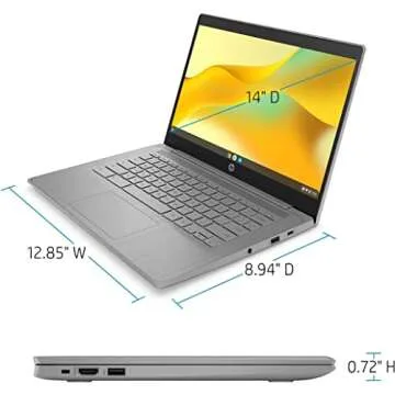 HP Chromebook Laptop Student Business (2023 Model),14‘ HD Display,Quad-Core Intel Celeron N4120 (Upto 2.6GHz),4GB RAM,64GB eMMC,HD Webcam,WiFi 5,UHD Graphics,Chrome OS +HubxcelAccessory,Modern Gray