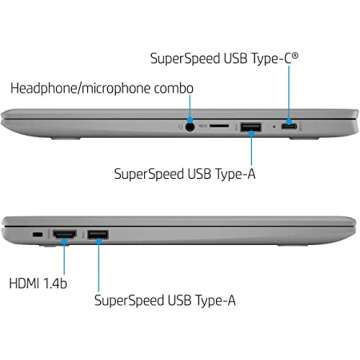 HP Chromebook Laptop Student Business (2023 Model),14‘ HD Display,Quad-Core Intel Celeron N4120 (Upto 2.6GHz),4GB RAM,64GB eMMC,HD Webcam,WiFi 5,UHD Graphics,Chrome OS +HubxcelAccessory,Modern Gray