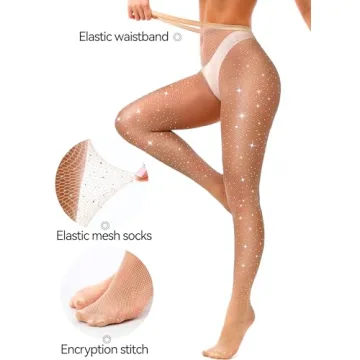 VEBZIN Plus Size Sparkle Fishnets for Women