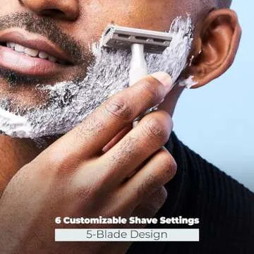 Rockwell Razors 6S Double-Edge Safety Razor in Matte Silver with 6 Adjustable Shave Settings and 5 Fully Recyclable Blades. Reusable Safety Razors for Men & Women