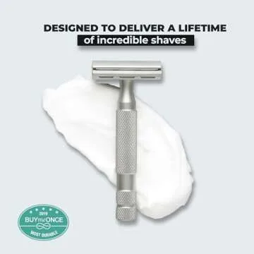 Rockwell Razors 6S Double-Edge Safety Razor in Matte Silver with 6 Adjustable Shave Settings and 5 Fully Recyclable Blades. Reusable Safety Razors for Men & Women