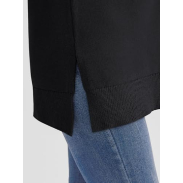 LILLUSORY Women V Neck Sweater Vest Trendy Oversized Sleeveless Long Cardigan Casual Button Knit Vest Dress Tops 2024 Fall Winter Fashion Office Work Outfits Cute Clothes Black M