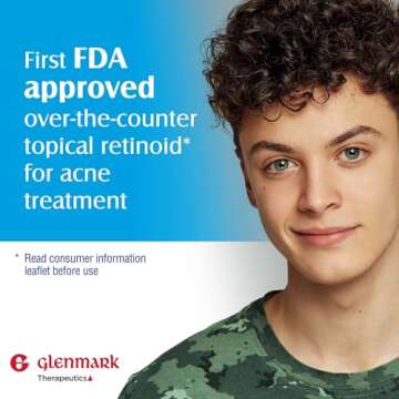 Glenmark Therapeutics Adapalene Gel 0.1% Acne Treatment, Topical Retinoid Cream for Face, Helps Clear and Prevent Acne and Clogged Pores, 15 Gram Tube