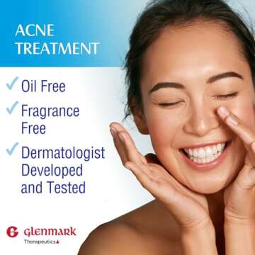 Glenmark Therapeutics Adapalene Gel 0.1% Acne Treatment, Topical Retinoid Cream for Face, Helps Clear and Prevent Acne and Clogged Pores, 15 Gram Tube