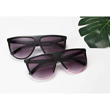 FEISEDY Vintage Flat Top Sunglasses with UV400 Protection