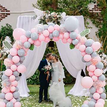 TUPARKA Pink Balloons 102 Pcs Light Pink Balloons Garland Arch Kit 5 10 12 18 inch Pink Balloons with Garland Strip for Birthday Baby Shower Wedding Easter Party Decorations