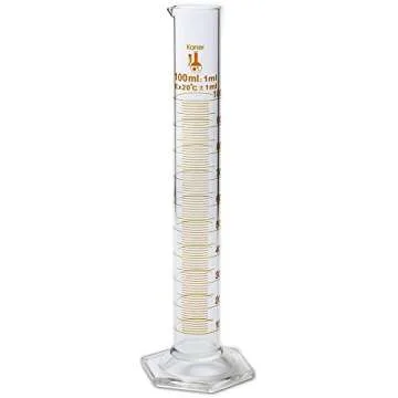 100ml Graduated Cylinder, Borosilicate 3.3 Glass, Single Metric Scale, Class B, Karter Scientific 213I12 (Single)