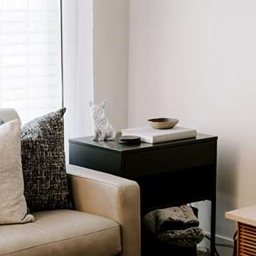 Frenchie Statue, French Bulldog Statue for Home / Living Room, Resin Sparkly Dog Statue Desktop Decorations, French Bull Dog Figurine Decor for Women Men, Adornos para Sala Modernos, Silver