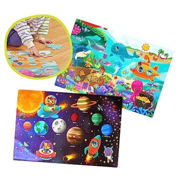 B. toys- Gigantic Jigsaw 2-Pack - Sea & Solar System- 48-Piece Floor Puzzles-Large 2 x 3 Feet Jigsaw...