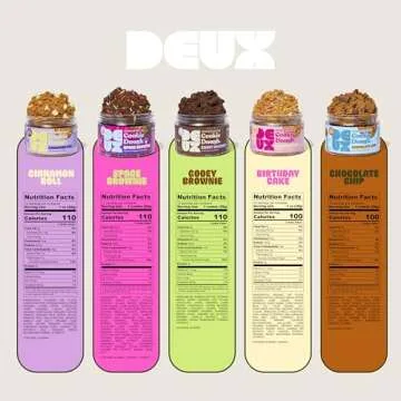 DEUX Vegan Cookie Dough - Gluten Free Cookies, Healthy Cookies, Superfood Desserts, Edible Cookie Dough, Ready to Eat, Vegan Cookies, Birthday Cake, Chocolate Chip, Brownie Batter,12 oz (3-Pack)