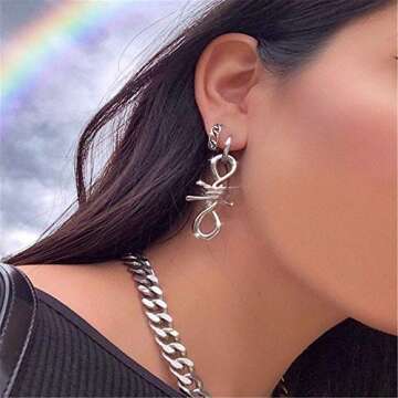 ONLYJUMP Thorns Wire Pendant Earrings - Bold Punk Rock Jewelry for Women