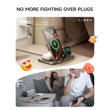 LISEN Charging Station for Apple Magsafe Multiple Devices - 3 in 1 Foldable Magnetic Wireless Charge...