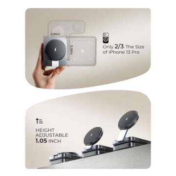 LISEN Charging Station for Apple Magsafe Multiple Devices - 3 in 1 Foldable Magnetic Wireless Charger Dock - Travel Charging Stand for Apple iPhone 16 15 14 13 12 Pro Max Plus Watch & Airpods