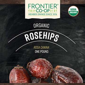 Frontier Co-op Organic Whole Rosehips, 1 lb | Dried Rose Hips for Rosehip Tea Organic, Powder, Roseh...