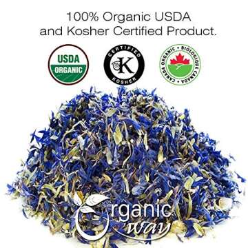 Organic Way Premium Cornflower Petals Blue | Herbal Tea (Centaurea cyanus) - European Wild-Harvest |...