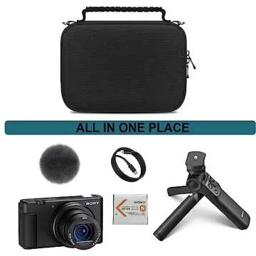 Supmay Hard Travel Case for Sony ZV-1F / ZV-1 / ZV-1 II Digital Camera, Protective Cases Bag Fits Vlogger Accessory Kit Tripod and Microphone, Extra Zipper Pocket fit Battery Charger, Black