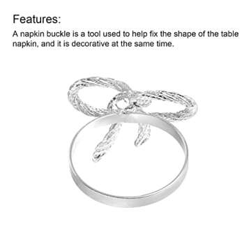 uxcell Elegant Metal Napkin Rings Set for Table Decor