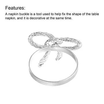 uxcell Elegant Metal Napkin Rings Set for Table Decor